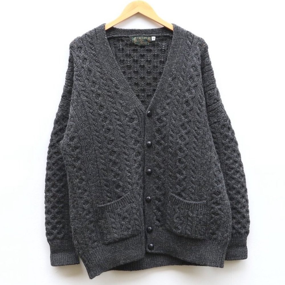 Vintage Callan - Men's XL Made in Ireland 100% Wool Chunky Cardigan Sweater